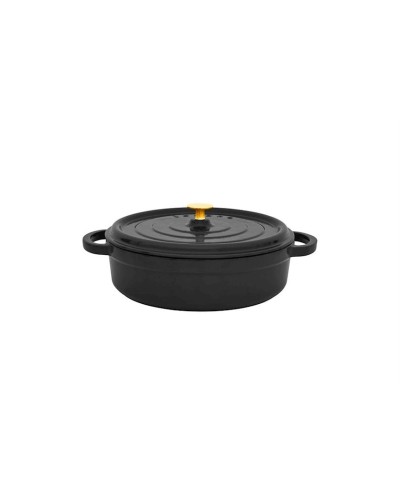 Qısa qazan Leggno Flame, çuqun, 28 sm/4400 ml, qara