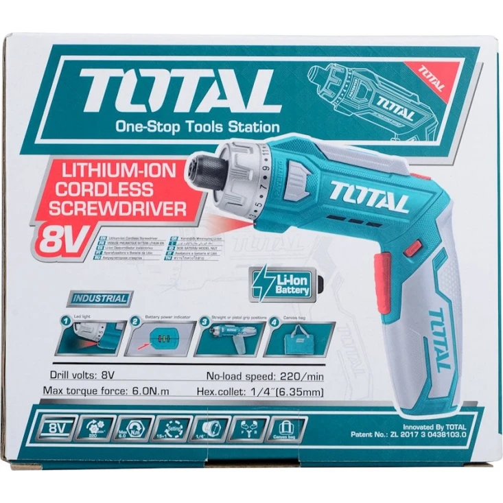 Отвертка аккумуляторная Total TSDLI0801 Отвертка аккумуляторная Total TSDLI0801