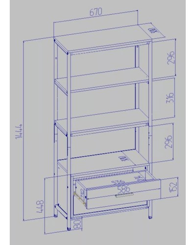 Stellaj 30x67x144.5 sm, LDSP, ağ
