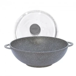 Сковорода-вок Биол Wok 28034PC Granite Gray со стеклянной крышкой, 28см Сковорода-вок Биол Wok 28034PC Granite Gray со стеклянной крышкой, 28см