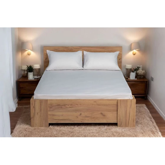 Комплект постельного белья Luxe Cotton Lu-xe-000570, двуспальный, простыня 180x200 см, наволочки 50x70 см 2 шт, хлопок, белый