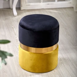 Пуфик 38, ткань, синий/желтый, 40x35x35 см