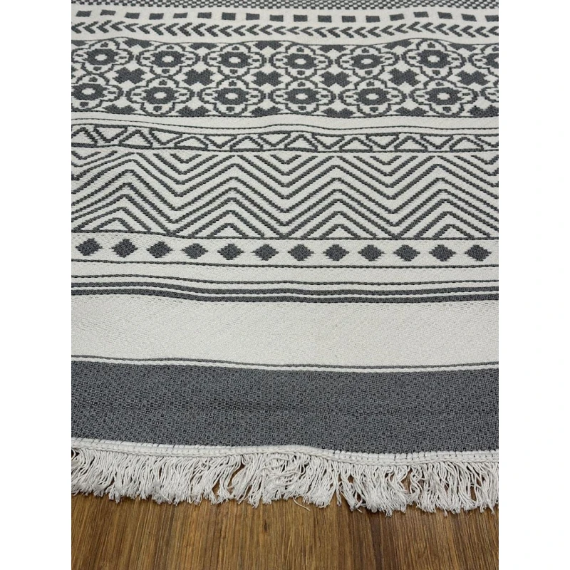 Ковер Natural Halı Arya ARGREY0039, 120x180 см, хлопок, белый/серый