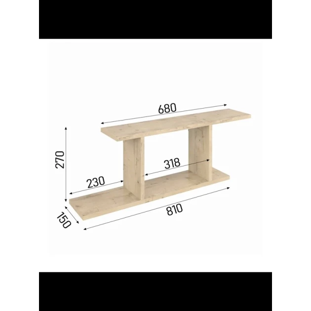 Настенная полка Art Mebel 174, ламинат, 27х81х15 см, бежевая