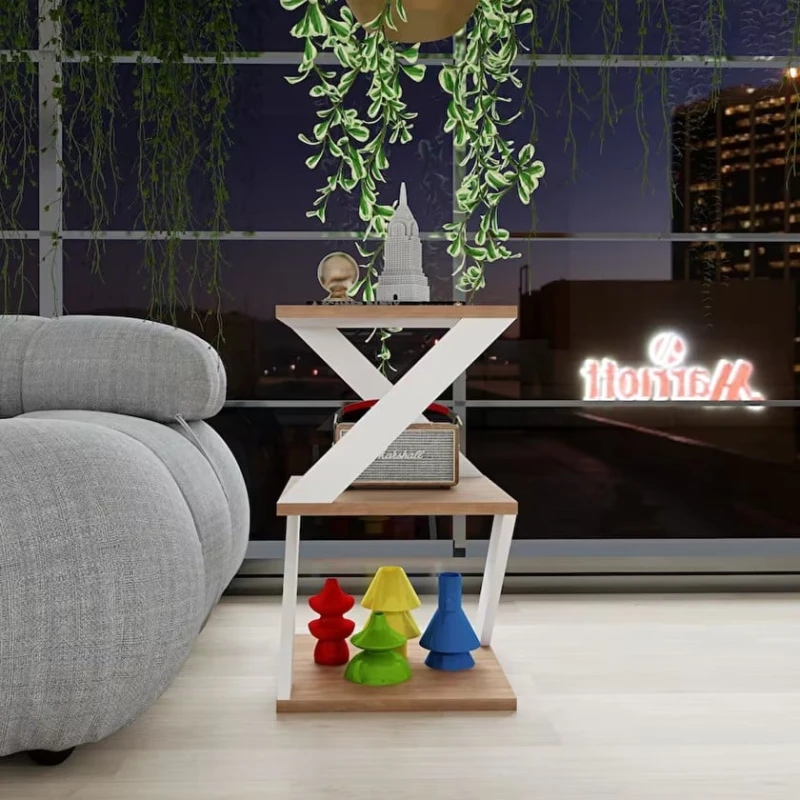 Jurnal masası Art-115, 30x30x50 sm, laminat, qəhvəyi/ağ