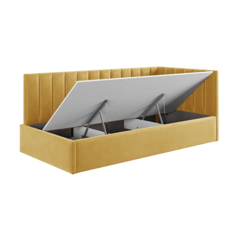 Односпальная кровать Art_tek_yataq (100) 61, ламинат/текстиль, желтая, 200x85x100 см