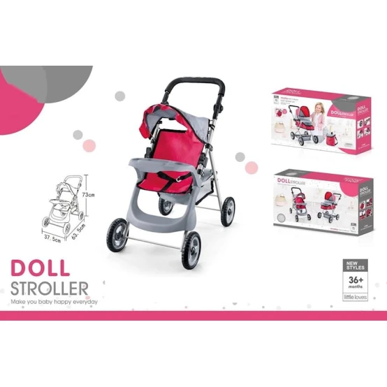 Прогулочная коляска для кукол M5122, pозовая