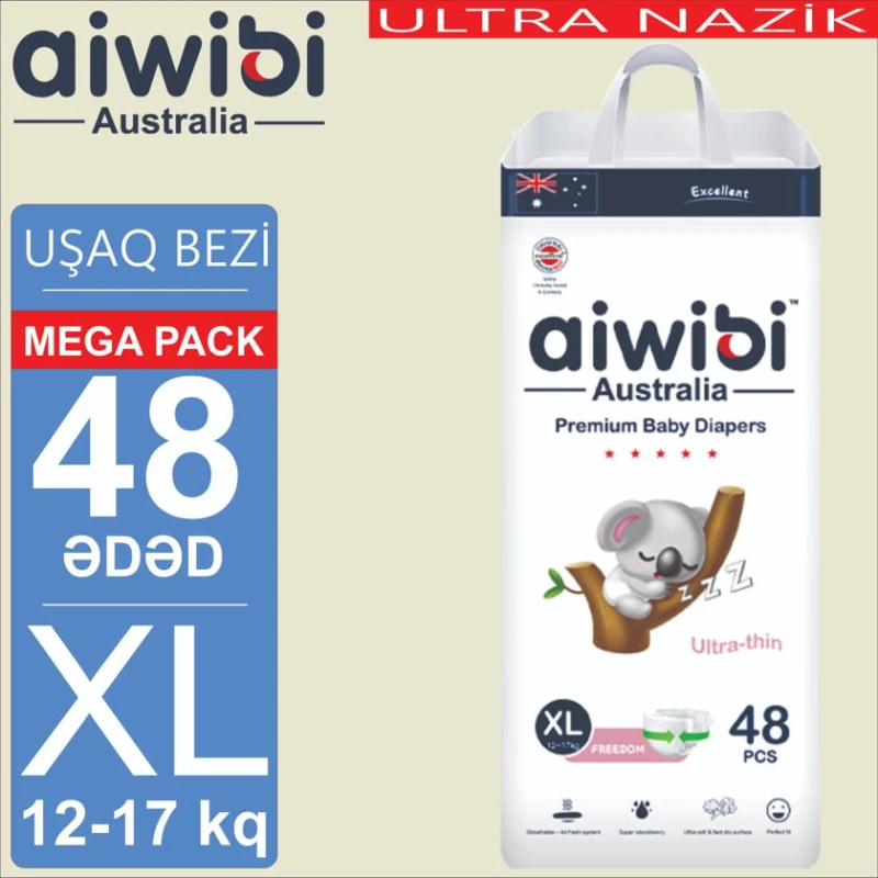 Uşaq bezləri AIWIBI Premium XL, 12-17 kq, 48 əd Uşaq bezləri AIWIBI Premium XL, 12-17 kq, 48 əd