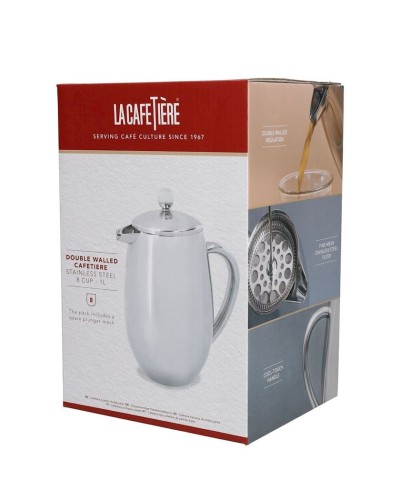 French press La Cafetiere 104826, 1 l, paslanmayan polad, gümüşü