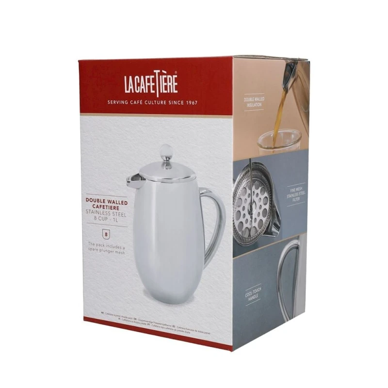 Френч-пресс La Cafetiere 104826, 1 л, нержавеющая сталь, серебристый Френч-пресс La Cafetiere 104826, 1 л, нержавеющая сталь, серебристый