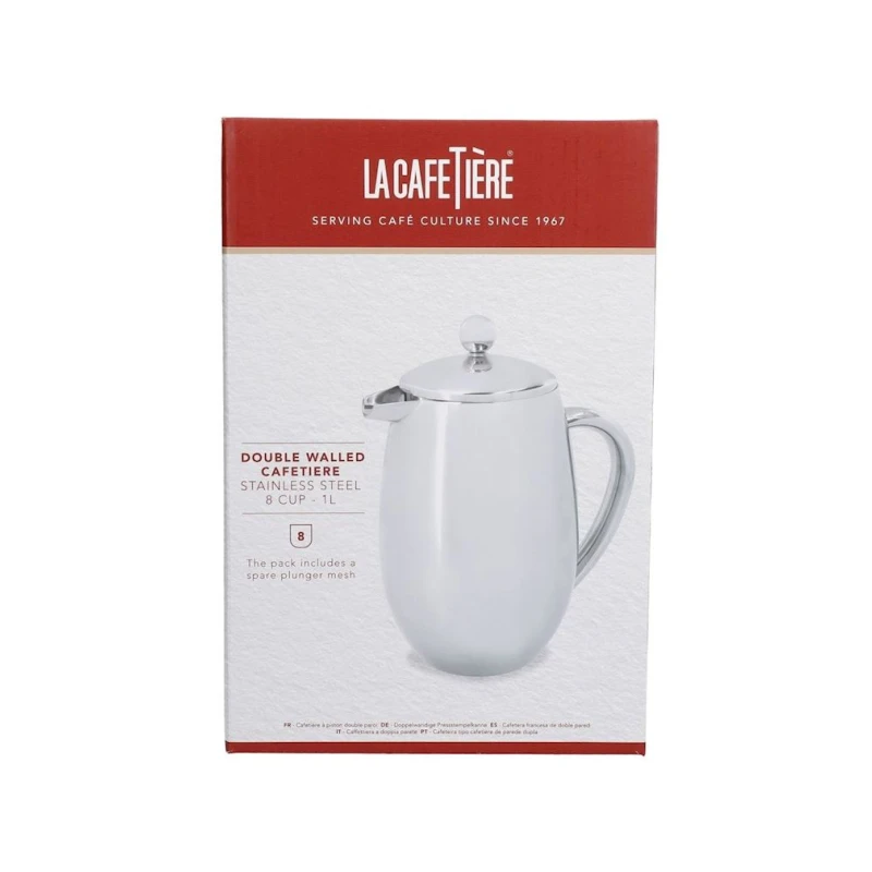 Френч-пресс La Cafetiere 104826, 1 л, нержавеющая сталь, серебристый Френч-пресс La Cafetiere 104826, 1 л, нержавеющая сталь, серебристый