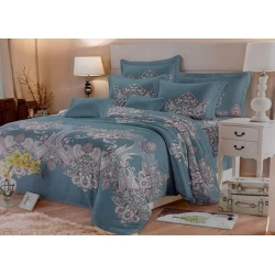 Комплект постельного белья Luxe Cotton Lu-xe-000546, двуспальный, сатин, пододеяльник 200x220 см, простыня 230x240 см, наволочки 2 шт х 50x70 см, бирюзовое