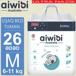 Детские турсы-подгузники AIWIBI Premium M, 6-11 кг, 26 шт Детские турсы-подгузники AIWIBI Premium M, 6-11 кг, 26 шт