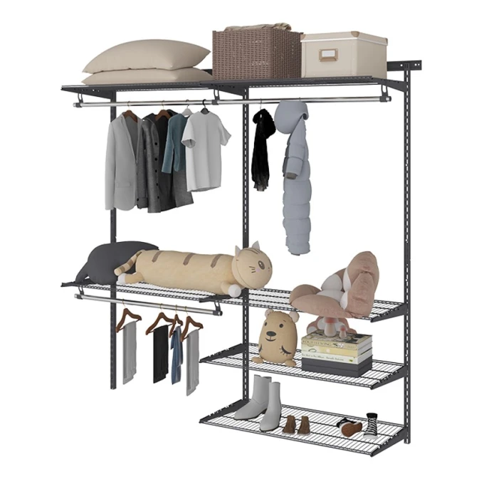 Вешалка с полками Praktik Home Optima G180, гардеробная система, графит