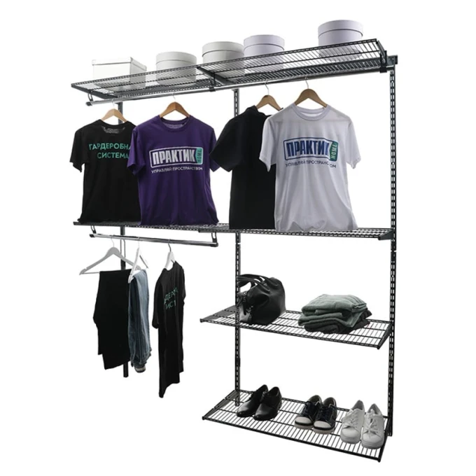 Вешалка с полками Praktik Home Optima G180, гардеробная система, графит