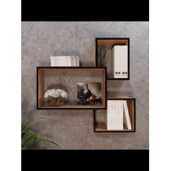 Полка настенная Art Mebel 45, ламинат, 83х89х20 см, коричневая/черная Полка настенная Art Mebel 45, ламинат, 83х89х20 см, коричневая/черная