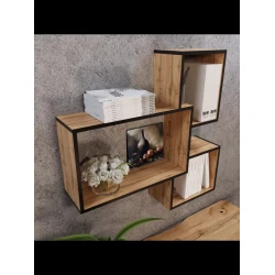 Полка настенная Art Mebel 45, ламинат, 83х89х20 см, коричневая/черная Полка настенная Art Mebel 45, ламинат, 83х89х20 см, коричневая/черная