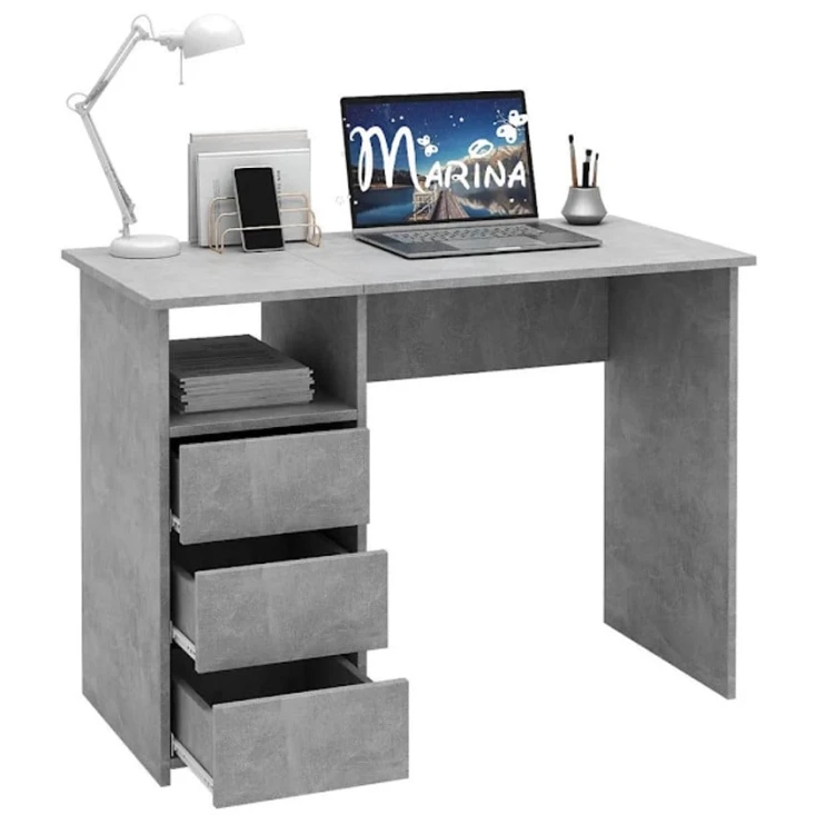 Компьютерный стол Marina 3563_M25Stol3PlokiOtkritiyBet, ЛДСП, 75x52x104 см, серый Компьютерный стол Marina 3563_M25Stol3PlokiOtkritiyBet, ЛДСП, 75x52x104 см, серый