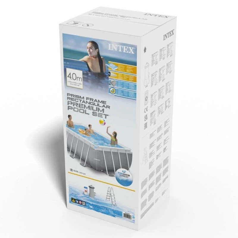 Каркасный бассейн Intex Prism Frame 26790, 400х200х122 см, серый