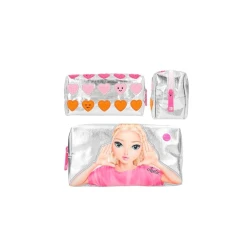 Qələmdan-kosmetika çantası MottoTop Model Beauty and Me 0412937, pambıq/poliester, gümüşü, 8.5x11x21 sm