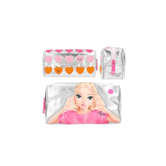 Пенал-косметичка Motto Top Model Beauty and Me 0412937, хлопок/полиэстер, серебристый, 8.5x11x21 см