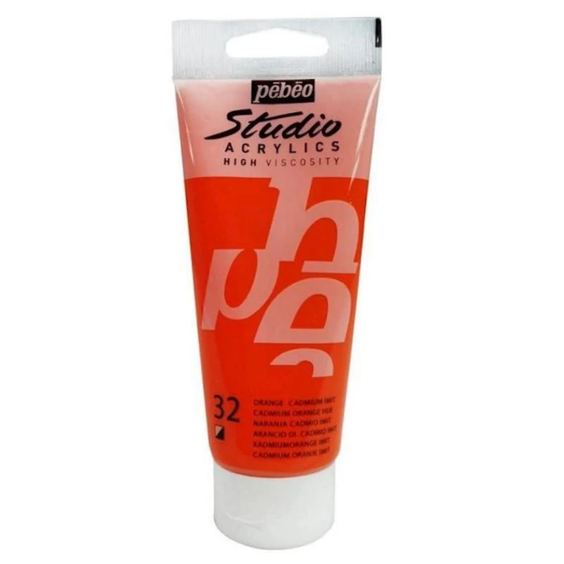 Акриловая краска Pebeo Studio Acrylics Cadmium Orange Hue, кадмий оранжевый, 100 мл