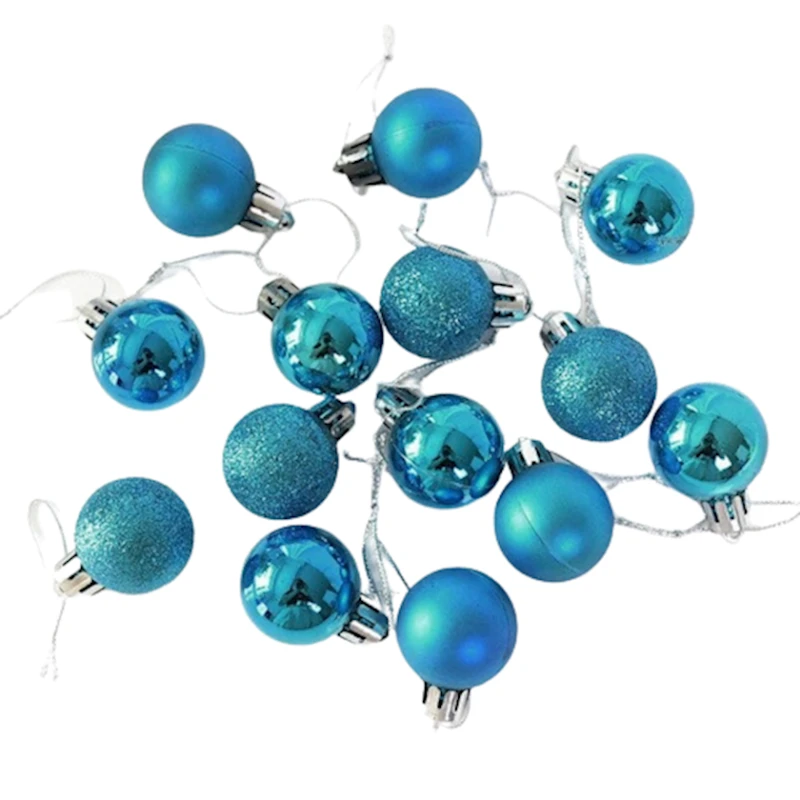 Şam ağacı oyuncaqları plastik, mavi, diametr 3 sm, 24 ədəd