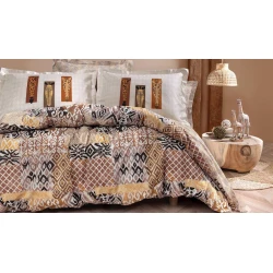 Комплект постельного белья Yataş Mauren, пододеяльник 200x220 см, простыня 240x260 см, наволочки 50x70 см 2 шт, евро, хлопок, Bej