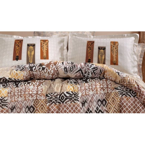 Комплект постельного белья Yataş Mauren, пододеяльник 200x220 см, простыня 240x260 см, наволочки 50x70 см 2 шт, евро, хлопок, Bej Комплект постельного белья Yataş Mauren, пододеяльник 200x220 см, простыня 240x260 см, наволочки 50x70 см 2 шт, евро, хлопок, Bej