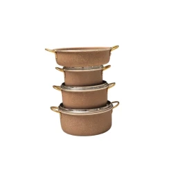 Qazan dəsti VIP SHA-00004386, qranit, qəhvəyi, 20/24/28 sm