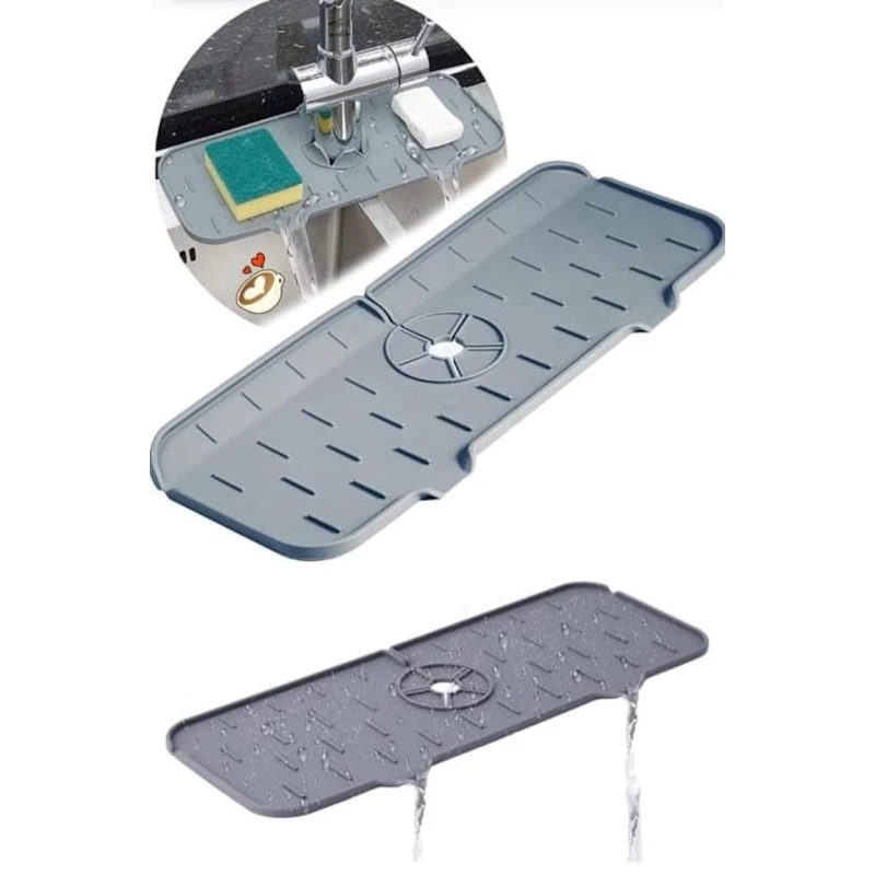 Коврик для мойки HomeStore_TAFG, пластик, серый, 37x14.2 см Коврик для мойки HomeStore_TAFG, пластик, серый, 37x14.2 см