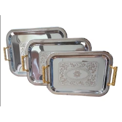 Набор подносов 599XXL-3, 60x38/53x30/45x25 см, металл, серебристый, 3 шт Набор подносов 599XXL-3, 60x38/53x30/45x25 см, металл, серебристый, 3 шт