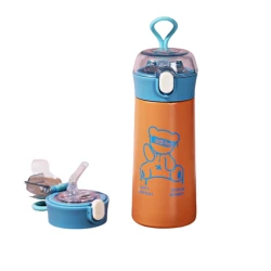 Термос детский с трубочкой Bear, оранжевый, 380 мл