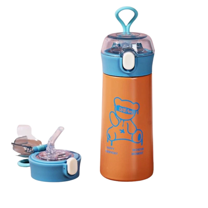 Термос детский с трубочкой Bear, оранжевый, 380 мл