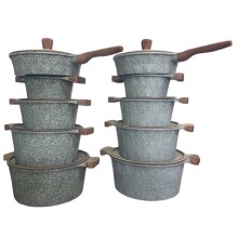 Qazan dəsti ZEN X625834225, qranit, 20/24/28/32 sm, krem, 10 parça
