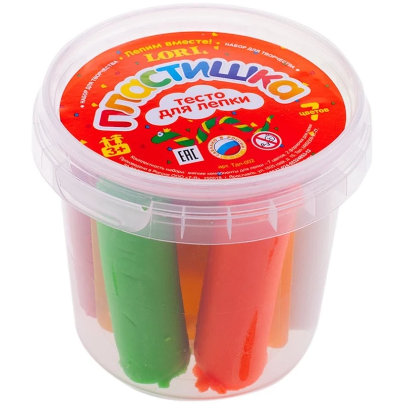 Тесто для лепки Lori Пластишка 7 цветов по 24 г Тдл-002 Тесто для лепки Lori Пластишка 7 цветов по 24 г Тдл-002