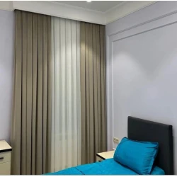 Pərdələr, neylon/poliester/velür, qəhvəyi, 300x300 sm