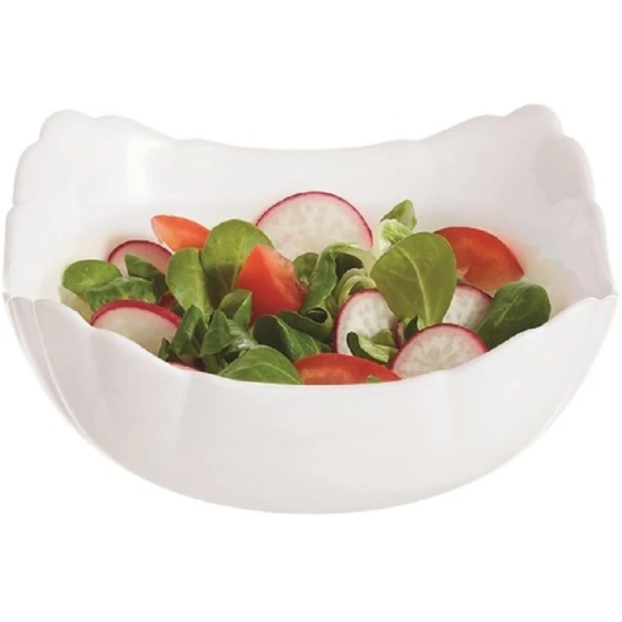 Salat qabı Luminarc Lotusia J1781, 12 sm, bərkidilmiş şüşə, ağ