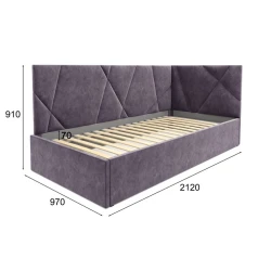 Односпальная кровать Art_tek_yataq 42, ламинат/текстиль, фиолетовая, 200x85x90 см