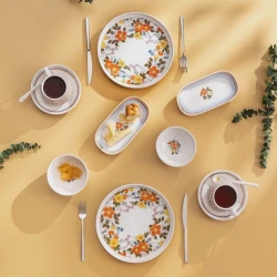 Səhər yeməyi dəsti Emsan Teraryum, keramika, ağ, 32 parça, 6 nəfərlik