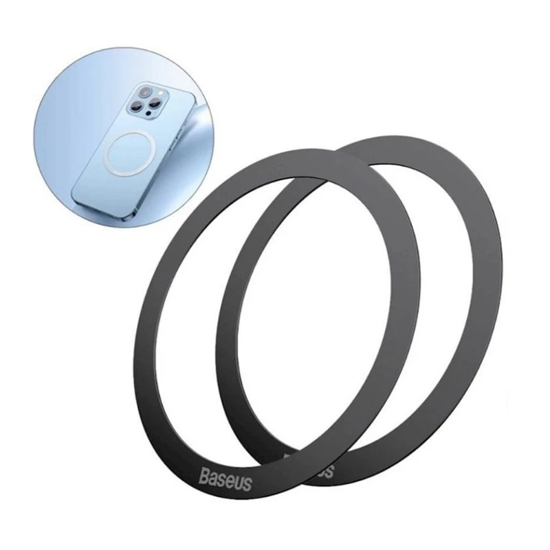 Кольцо-держатель для телефона Baseus Halo Series Magnetic Ring Silver (2 Pack) PCCH000001 Black