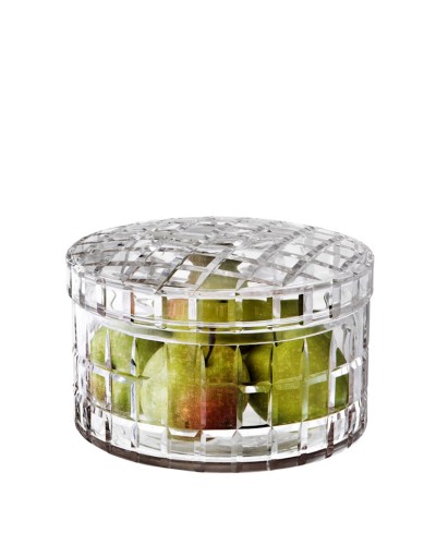 Qapaqlı kasa Eichholtz 108829 Box Rocabar M,diametr 21 sm,hündürlüyü 13 sm,üfürülmüş əllə işlənmiş şüşə,şəffaf