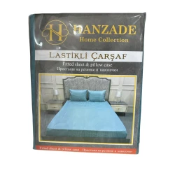 Комплект постельного белья Hanzadə 2110000003350, простыня 160х200 см, наволочки 2 шт, двуспальный, голубой