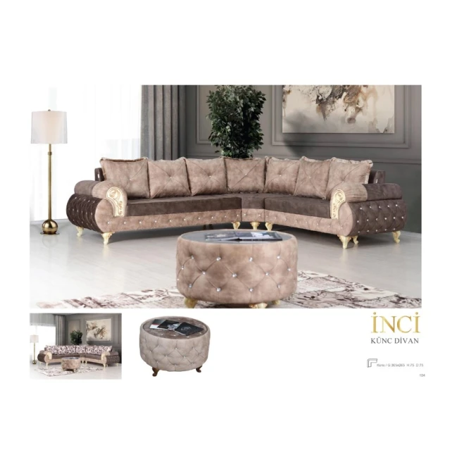 Диван İnci угловой, коричневый, 305x265x75x75 мм Диван İnci угловой, коричневый, 305x265x75x75 мм