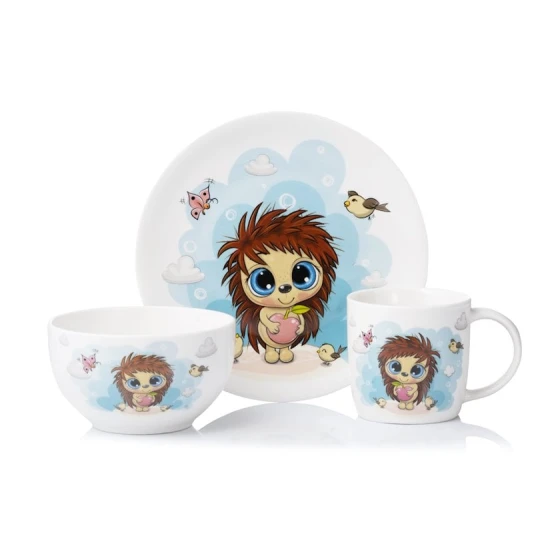 Набор детской посуды Ardesto Sweet Hedgehog AR3455HS, 3 предмета, фарфор, разноцветный