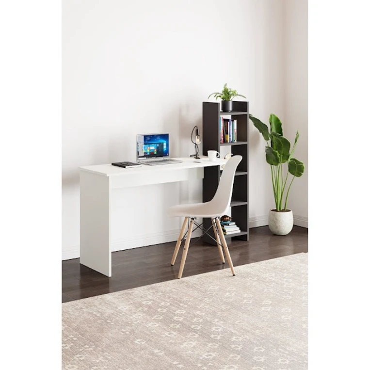 Компьютерный стол Art Mebel House 133, белый/черный, 120x150x60 см