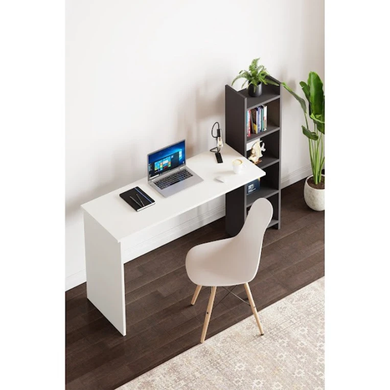 Компьютерный стол Art Mebel House 133, белый/черный, 120x150x60 см