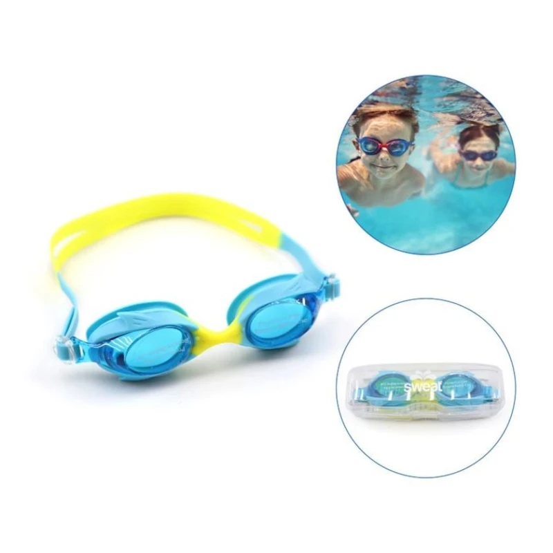 Детские очки для плавания Sweat, силикон, синие/желтые