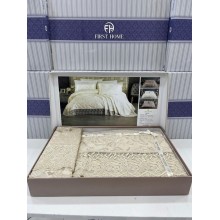 Dəst MiraNova Miray SF-669, şenil, ikinəfərlik, bej, örtük 240х260 sm, yastıq üzü 50х70 sm/2 əd