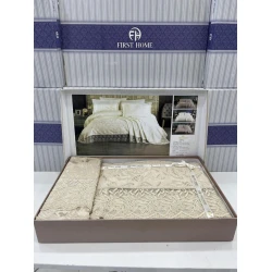 Dəst MiraNova Miray SF-669, şenil, ikinəfərlik, bej, örtük 240х260 sm, yastıq üzü 50х70 sm/2 əd